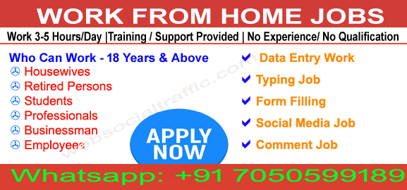 Work From Home Jobs Online without investment, Data Entry, Typing, Form Filling, SMS