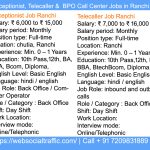 Job Opportunity: Telecaller / BPO Executive / Receptionist Ranchi