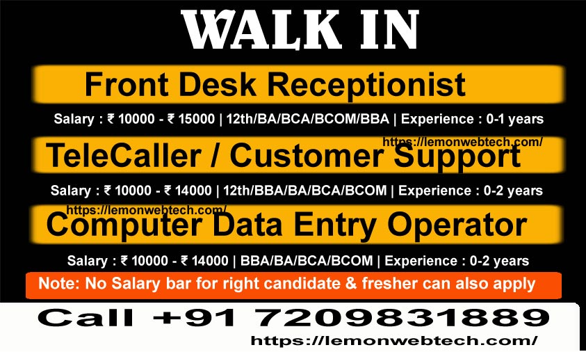 receptionist front desk jobs Ranchi