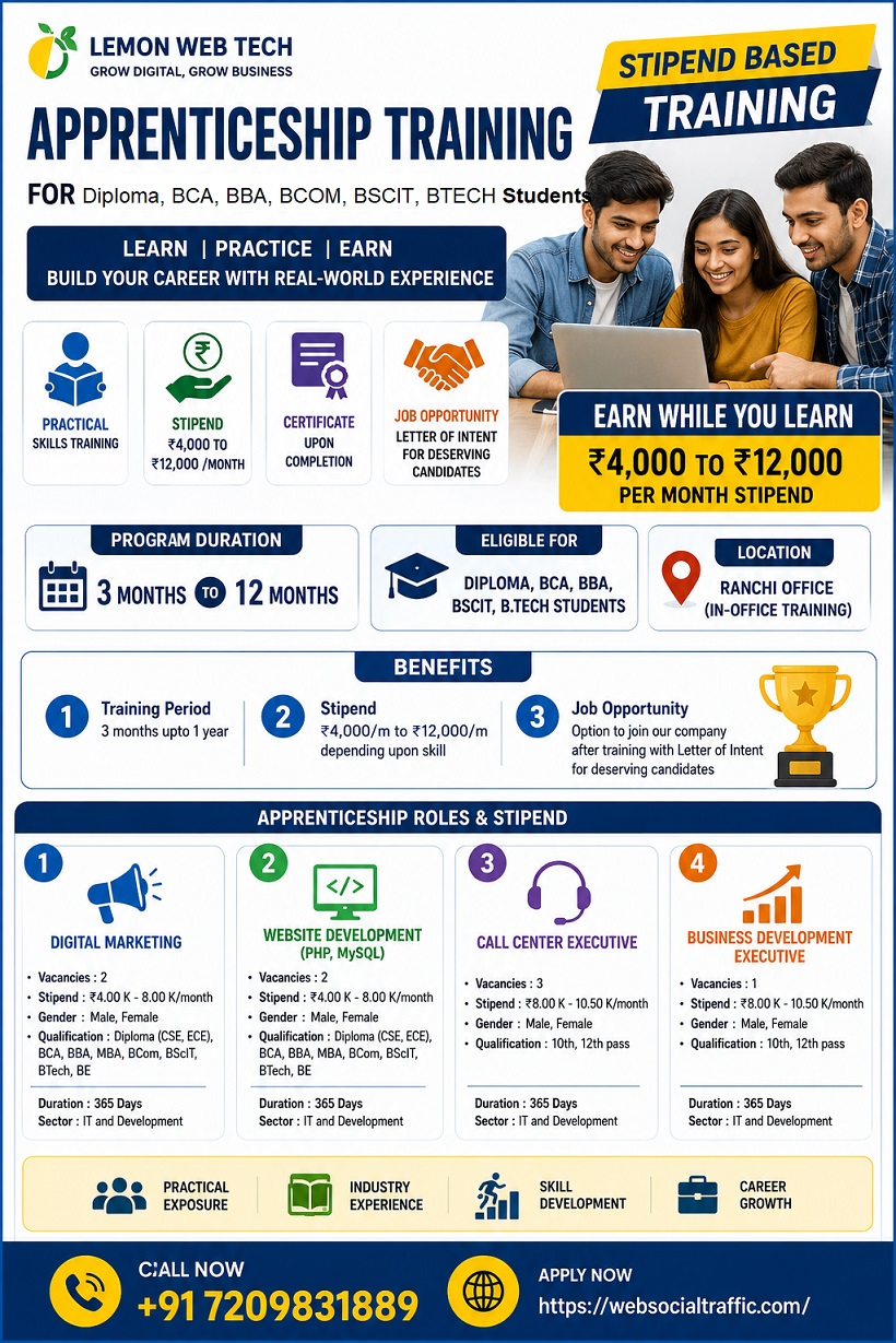 Apprenticeship Training Program with Stipend in Ranchi