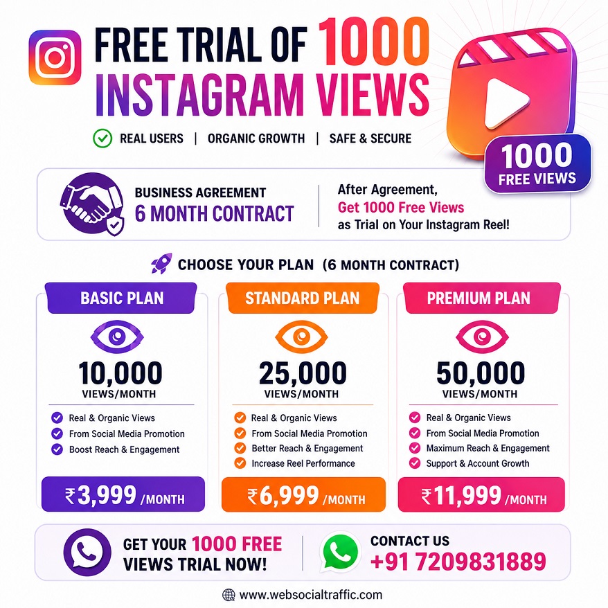 buy organic instagram reel views free trial call +91 7209831889