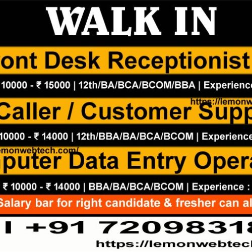 receptionist front desk jobs Ranchi